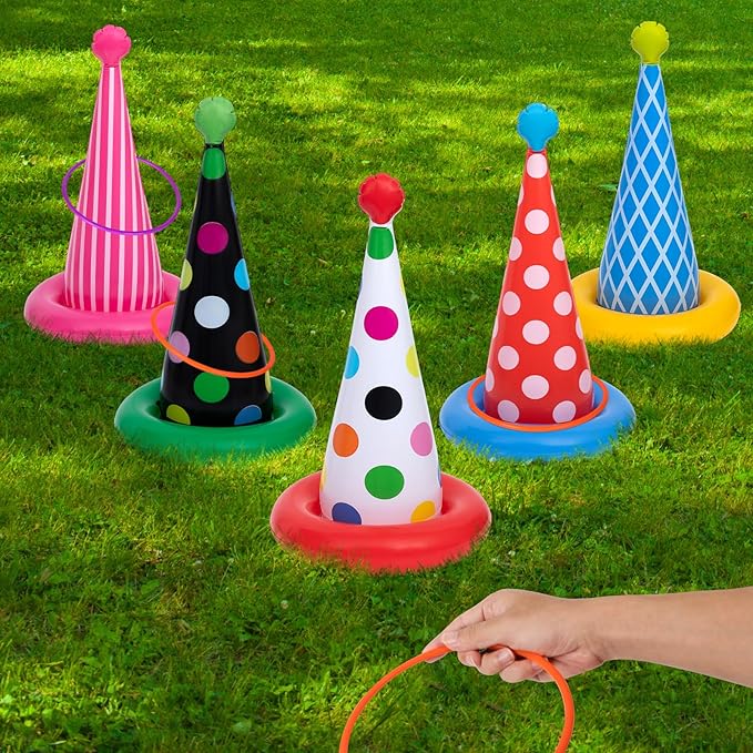 Inflatable Ring Toss Game, Birthday Party Games Ring Toss Game for Kids Adults Birthday Party
