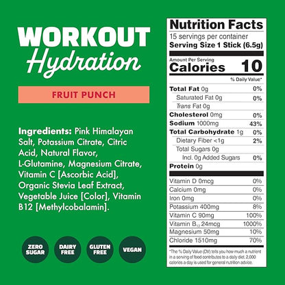 Waterboy Workout Hydration | 2,960mg Sugar Free Electrolyte Powder Packets | L-Glutamine + Vitamins