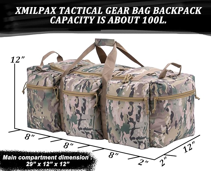 100L Large Military Duffle Bag Deployment Duffel Bag Sports Equipment Travel Luggage Bag with