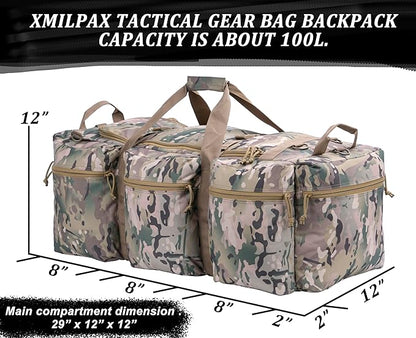 100L Large Military Duffle Bag Deployment Duffel Bag Sports Equipment Travel Luggage Bag with