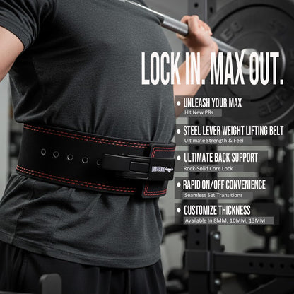 IBRO Powerlifting Lever Gym Belt – Power 10MM Extreme Heavy Duty Genuine Leather Belts - Squats