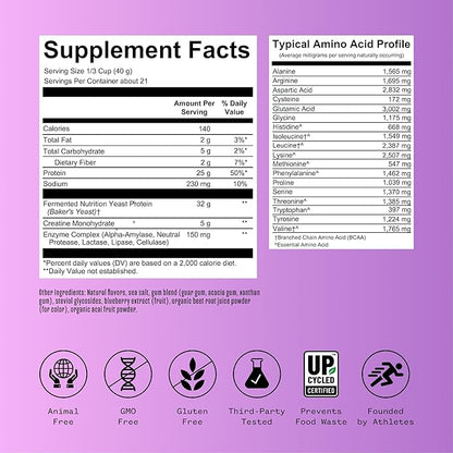 RNWY 25g Acai Protein + 5g Creatine Powder, Vegan Plant-Based Protein with Digestive Enzymes to