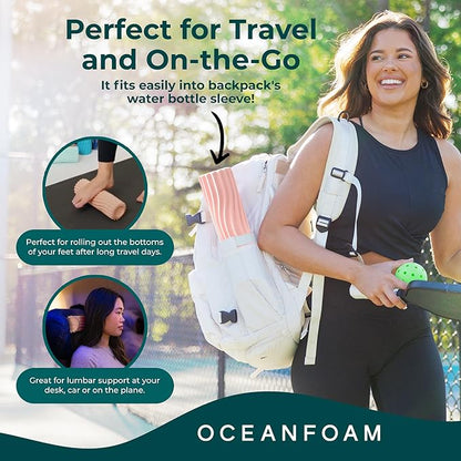 Oceanfoam Ripple Travel Foam Roller (11" x 3.35") Firm Mini Foam Roller for Physical Therapy, Deep