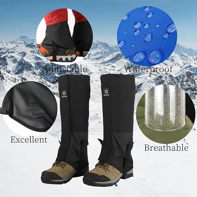 2 Pairs Leg Gaiters Adjustable Shoe Snow Boot Guard Gators for Running Shoe Gaiters, Trail Running