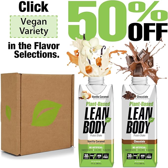 Lean Body Ready-to-Drink, Plant-Based Vegan Chocolate Protein Shake, 30g Protein, No Artificial