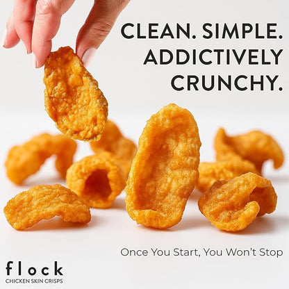 Flock Keto Chicken Skin Chips | Salt and Vinegar Flavor | Low Carb, High Protein, Sugar Free