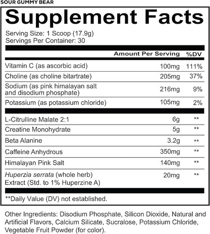 REDCON1 Total War Reloaded Pre Workout, Sour Gummy Bear - Creatine, Beta Alanine + L-Citrulline