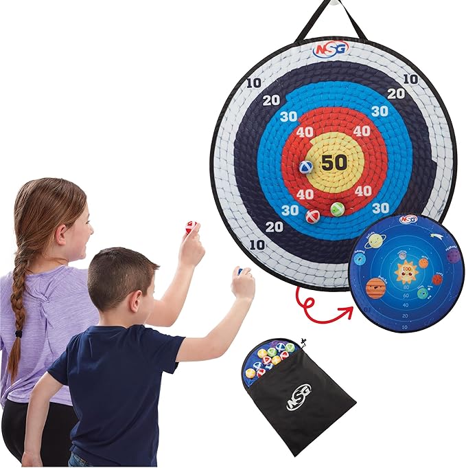 NSG Target Toss Large Dart Board for Kids 30in Giant Kids Dart Board Double Sided Game Set for