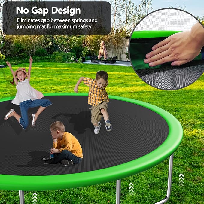 12FT 14FT Trampoline with Slide and Swings, ASTM Approved Outdoor Trampoline with Basketball Hoop