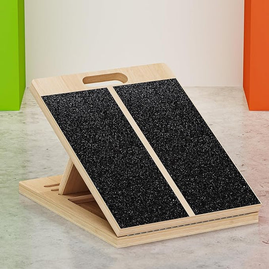 TEMI Slant Board for Calf-Stretching - Wooden Incline Wedge Stretcher for Squats, Foot & Ankle