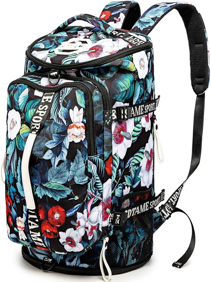 Gym Duffle Bag Backpack with Shoe Compartment,4 ways Travel Backpack for Women and