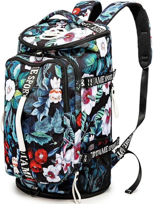 Gym Duffle Bag Backpack with Shoe Compartment,4 ways Travel Backpack for Women and