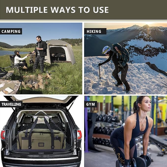 Large Duffle Bag for Travel - Men & Women, Foldable Gym Duffle Backpack, Heavy Duty Tactical