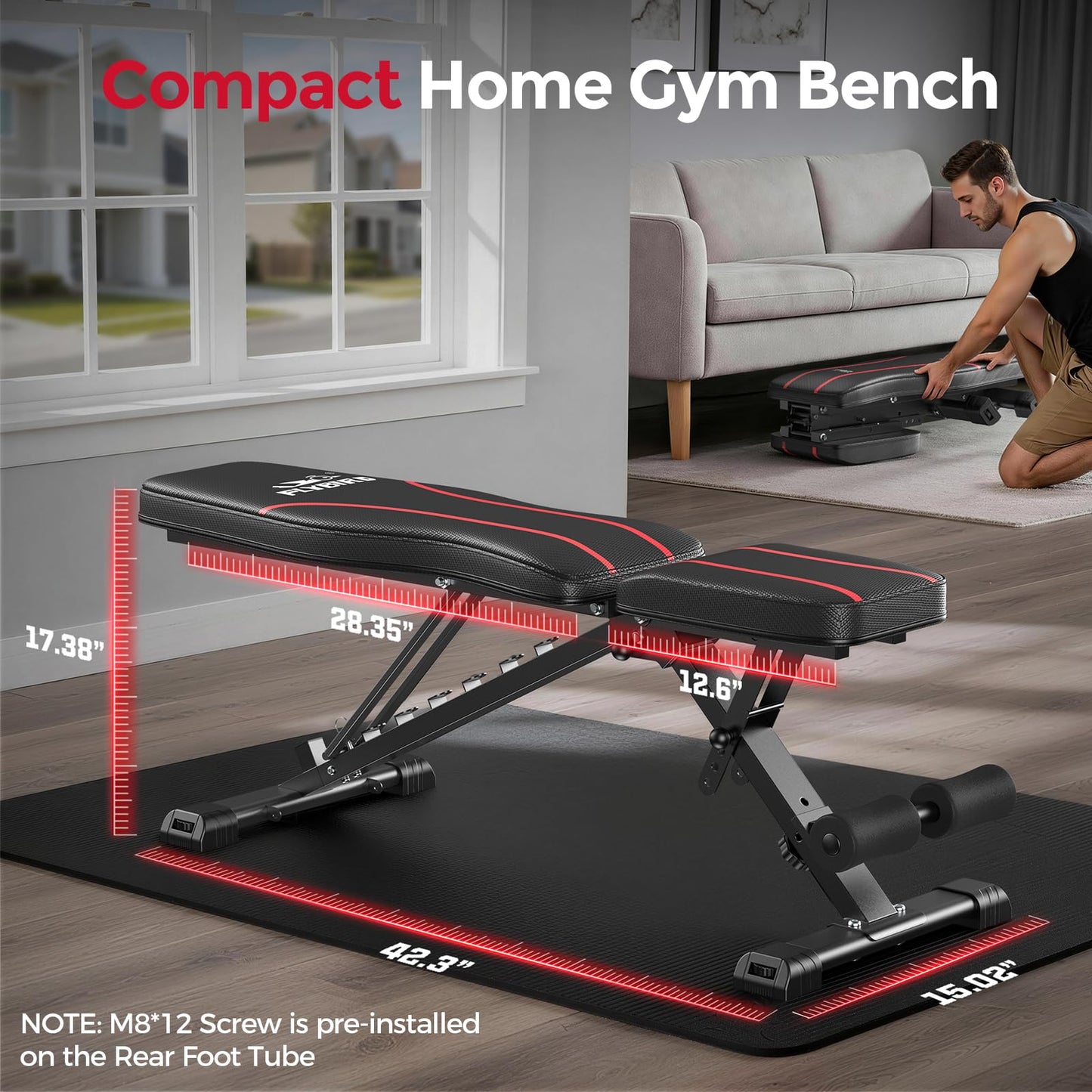 FLYBIRD WB2 Weight Bench, Utility Adjustable Weight Bench for Full Body Workout- Multi-Purpose