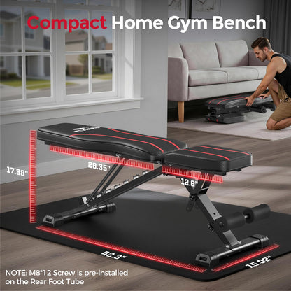 FLYBIRD WB2 Weight Bench, Utility Adjustable Weight Bench for Full Body Workout- Multi-Purpose