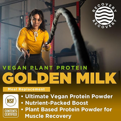 Gnarly Nutrition Golden Milk Plant-Based Protein Blend ??Vegan Powder for Smoothies ??Dairy-Free