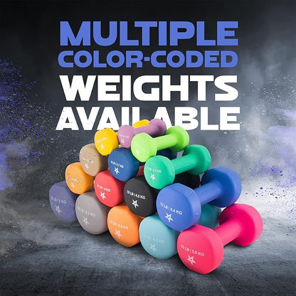 Yes4All Neoprene Coated Dumbbell Hand Weight Sets of 2 - Multiple Weight Options with 15 Colors