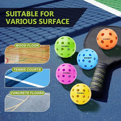 Navona 12 Pack Premium 40-Holes Colorful Outdoor Pickleball Balls, Meet USAPA Official Requirement