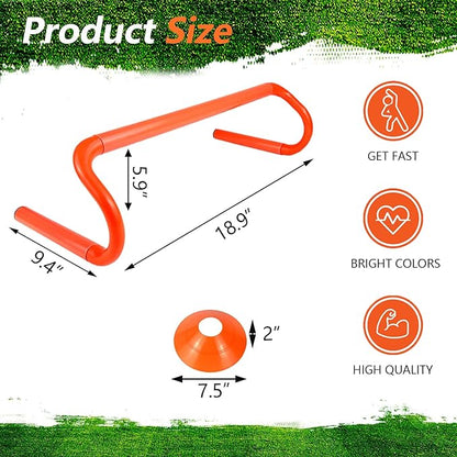 10 Pcs 6" Speed Agility Training Hurdles with 6 Marker Cone Durable Detachable Training Equipments
