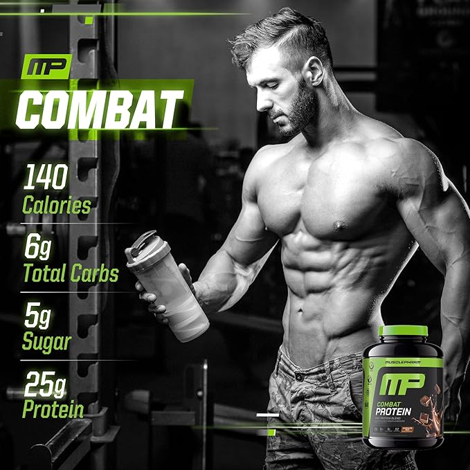 MusclePharm Combat Protein Powder, Chocolate Milk Flavor, Fuels Muscles for Productive Workouts, 5