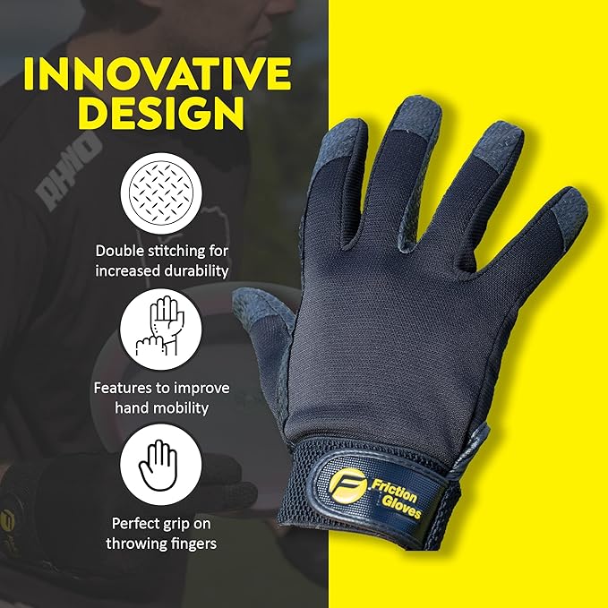 Ultimate Frisbee Gloves - Rubberized Palm & Fingers for Amazing Grip in All Conditions - Play Your