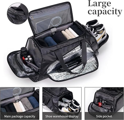 Duffle Bag for Travel, Carry on Gym Bag for Men, Waterproof Sport Bags with Shoe Compartment, 40L