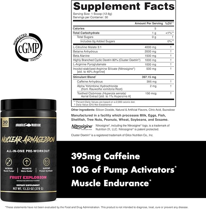 Anabolic Warfare Nuclear Armageddon Pre Workout Powder Pre-Workout for Men & Women with