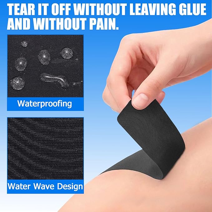4 Rolls Uncut Kinesiology Tape, 4in x 5.5yd Extra Wide Waterproof Athletic Tape for Muscle Support