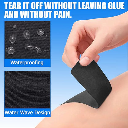 4 Rolls Uncut Kinesiology Tape, 4in x 5.5yd Extra Wide Waterproof Athletic Tape for Muscle Support