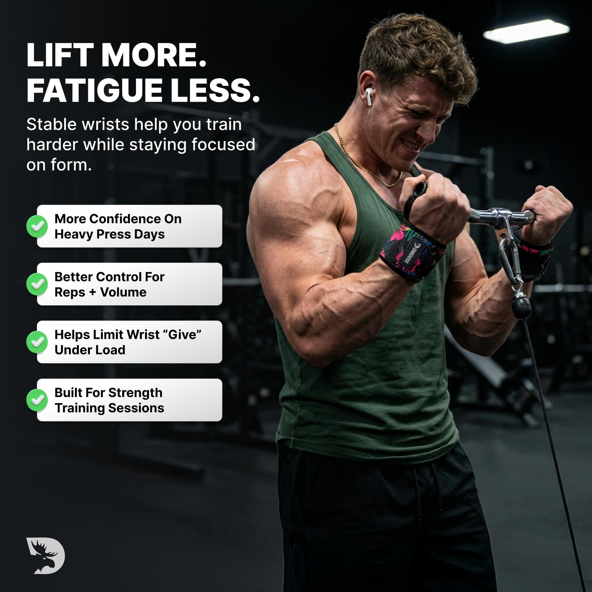 DMoose Wrist Wraps (IPL Approved), Avoid Injury and Maximize Grip with Thumb Loop, 18" or 12" Gym