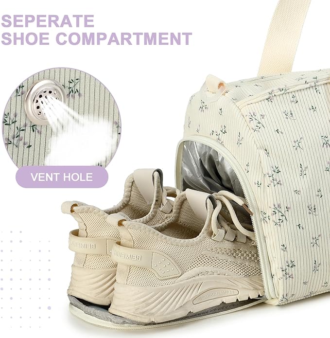 Duffle Bag for Gym Sports Women Girls Workout Travel Bag Weekender with Shoe Compartment and Wet