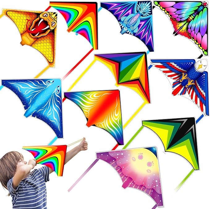 8 Pack Mini Kites for Boys Girls 3-5 6 7 8 Gift & Party Favors, Finger Launcher Kites Easy to Fly