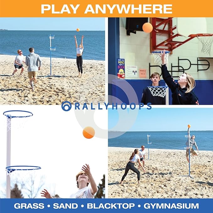 7 FT - World’s First Sports Game to Mash Volleyball & Basketball - Setup in Seconds - Quick & Easy