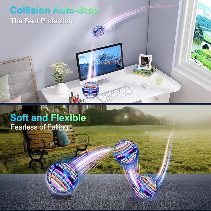 Flying Orb Ball (Blue, 2025 Upgraded) with Dazzling Lights, Magic Hover Spinner, Cool Boomerang