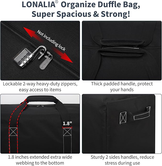52 Inch Large Duffle Bag for Travel Camping - 180L Extra Large Heavy Duty Duffel Bag, Sport