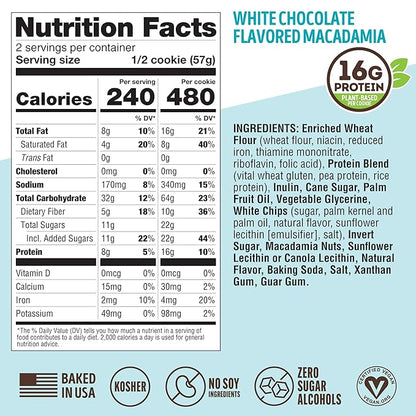 Lenny & Larry's The Complete Cookie, White Chocolate Flavored Macadamia, Soft Baked, 16g Plant