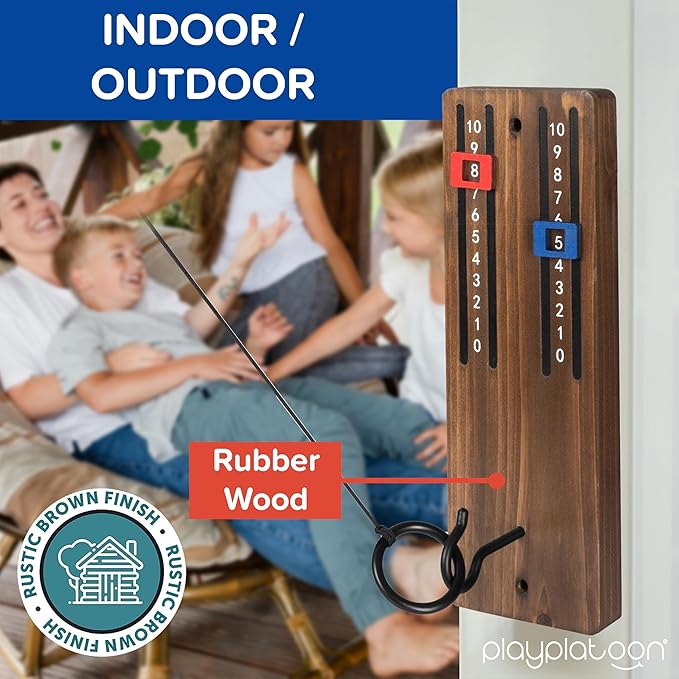 Play Platoon Hook and Ring Toss Bar Game for Adults - Wood Toss Ring Game for Adults - Perfect