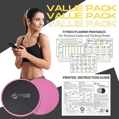 Core Sliders for Working Out - Exercise Sliders Fitness, Stability, Ab, Legs & Full Body (Set of 2)