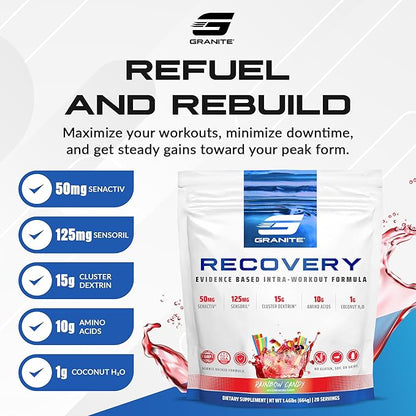 Granite Nutrition Recovery - Premium Intra-Workout Drink with EAAs, Cluster Dextrin, Sensoril &