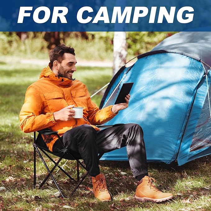 2 Pack Lightweight Camping Chairs for Adults & Teens, 250LBS Capacity Foldable Portable Chairs with