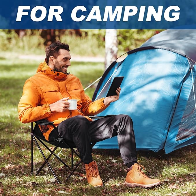 2 Pack Lightweight Camping Chairs for Adults & Teens, 250LBS Capacity Foldable Portable Chairs with