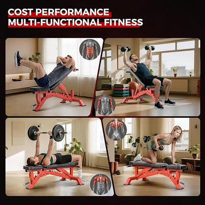 Weight Bench, Adjustable Workout Bench for Home Gym Full Body Workout, 1300LBS Weight Capacity
