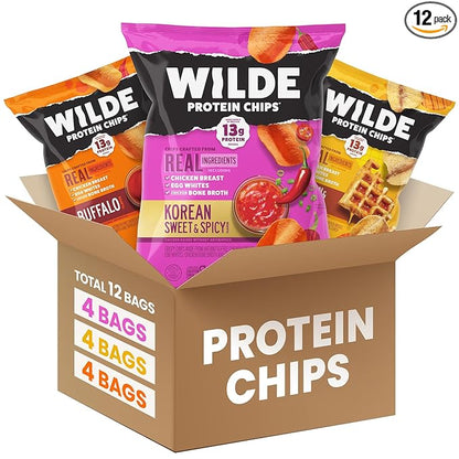 WILDE Protein Chips Variety Pack, High Protein Snacks for Adults, Keto Chips, Gluten Free, Low Carb
