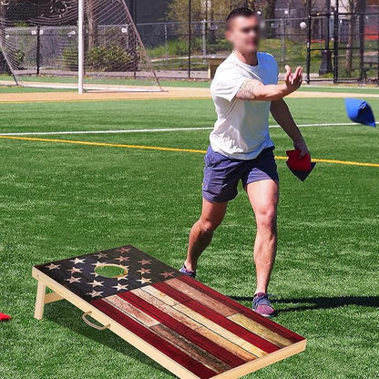 Solid Wood Vintage Cornhole Game Set, Two 4'x2'Cornhole Boards, 8 Cornhole Bags for Indoor and