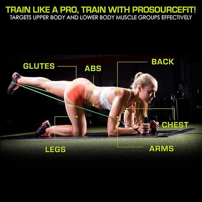ProsourceFit Single Stackable Resistance Bands with Door Anchor and Exercise Guide, 5-8 LB, Heavy