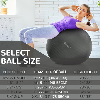 Fitvids Anti-Burst and Slip Resistant Exercise Ball Yoga Ball Fitness Ball Birthing Ball with Quick