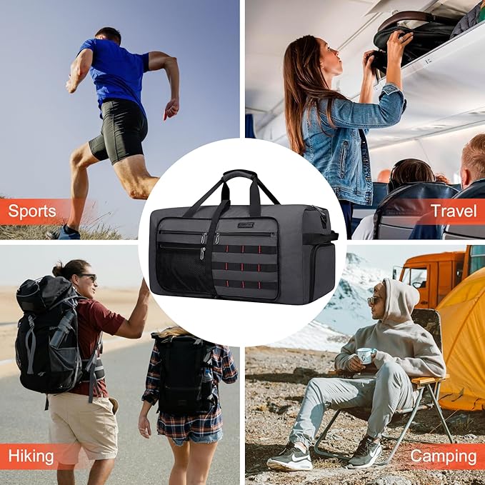 WITZMAN Foldable Duffle Bag for Travel 65L Lightweight Packable Duffel Bag with Shoes Compartment
