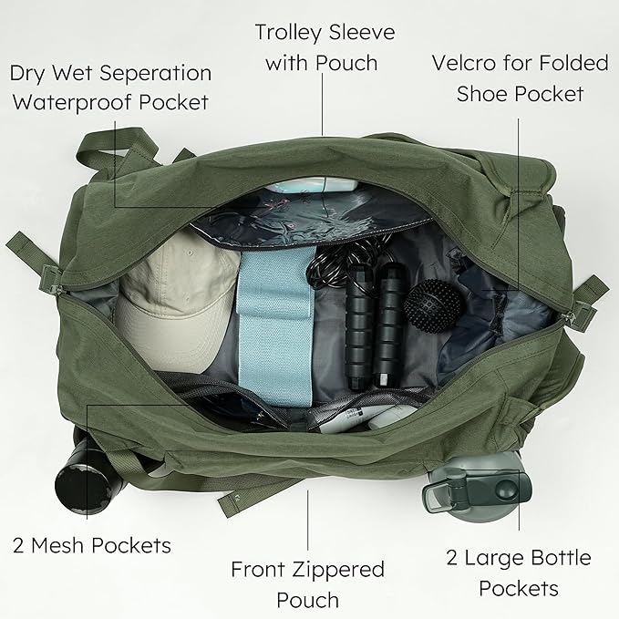 Gym Bag for Men with Shoes Compartment and Wet Pocket Convertible Duffle Bag and Gym Backpack