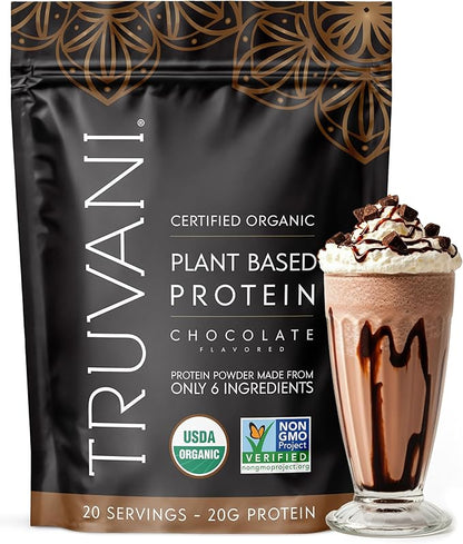 Truvani Vegan Pea Protein Powder | Chocolate | 20g Organic Plant Based Protein | 20 Servings | Keto