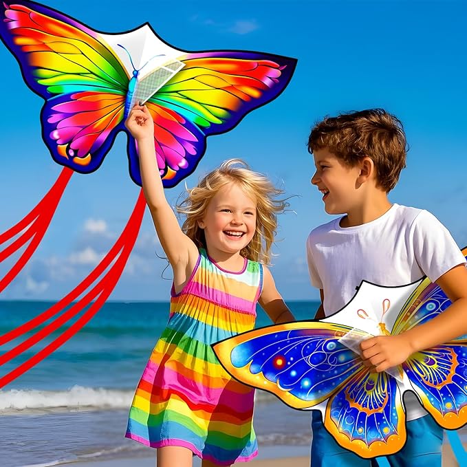 Butterfly Kites for Kids & Adults, Easy to Fly Design with Long Tail for Stability, for Kids Ages